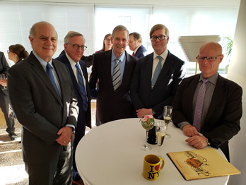 R to L Ambassador Manu Virtamo; Ambassador Jukka Salovaara; Robert Alan Saasto, Esq., President of FALA; Michael Student, Esq., attorney in the NYC office of Sullivan & Worchester LLP, NYC; and Neal Beaton, attorney with Holland & Knight, NYC